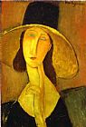 Amedeo Modigliani Famous Paintings - Portrait of Woman in Hat